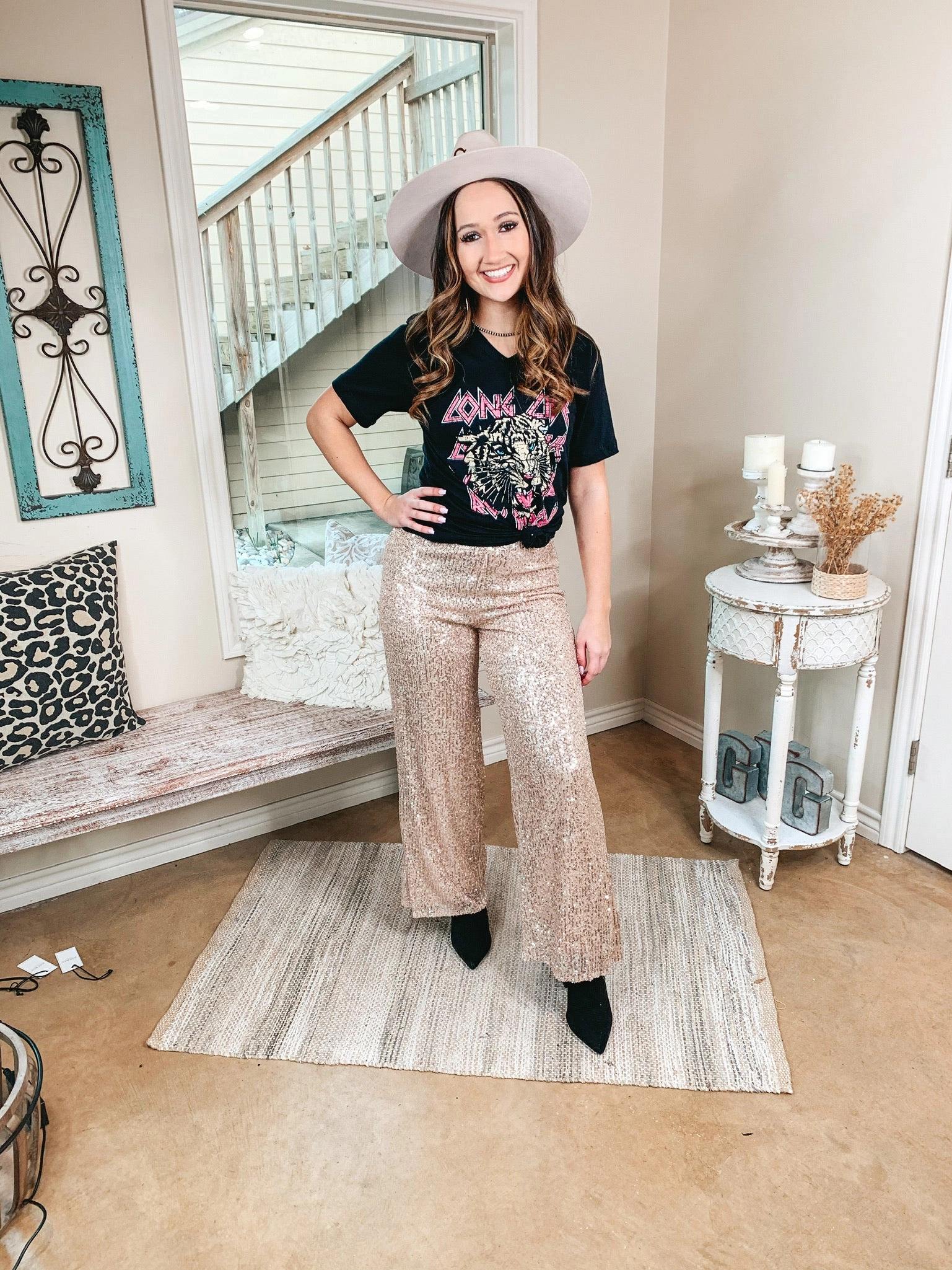 TaglessLabel HighDurabilityClothing Last Chance Size Medium | Always Extra Full Sequin Wide Leg Pants in Ivory