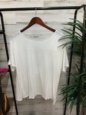 Last Chance Size Small | Open Back White Short Sleeve Top Evening Chic