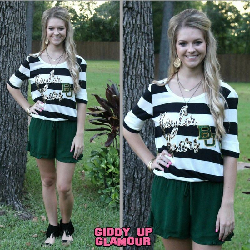 Last Chance Size Small & Medium | Stripe A Pose Baylor Game Day Top Global Glow Timeless Dress