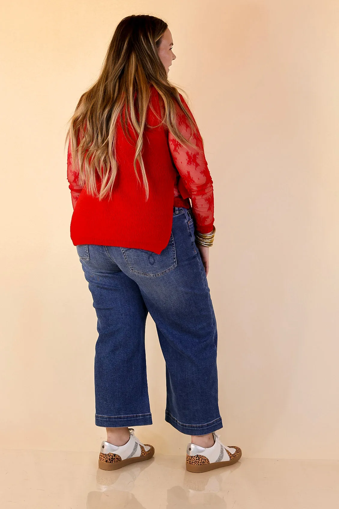 Tied and True Knit Sweater with Side Ties in Red Soft Brushed Finish