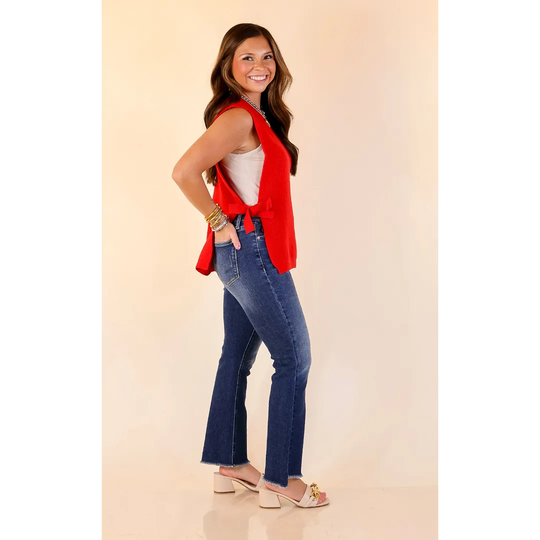 Tied and True Knit Sweater with Side Ties in Red LowMaintenance