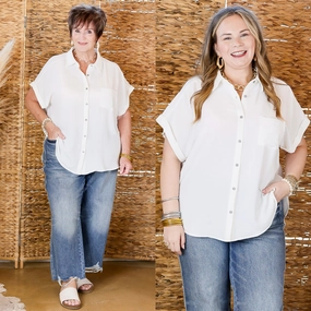 Timeless Appeal Collared Button Up Top in Off White Cruise Collection