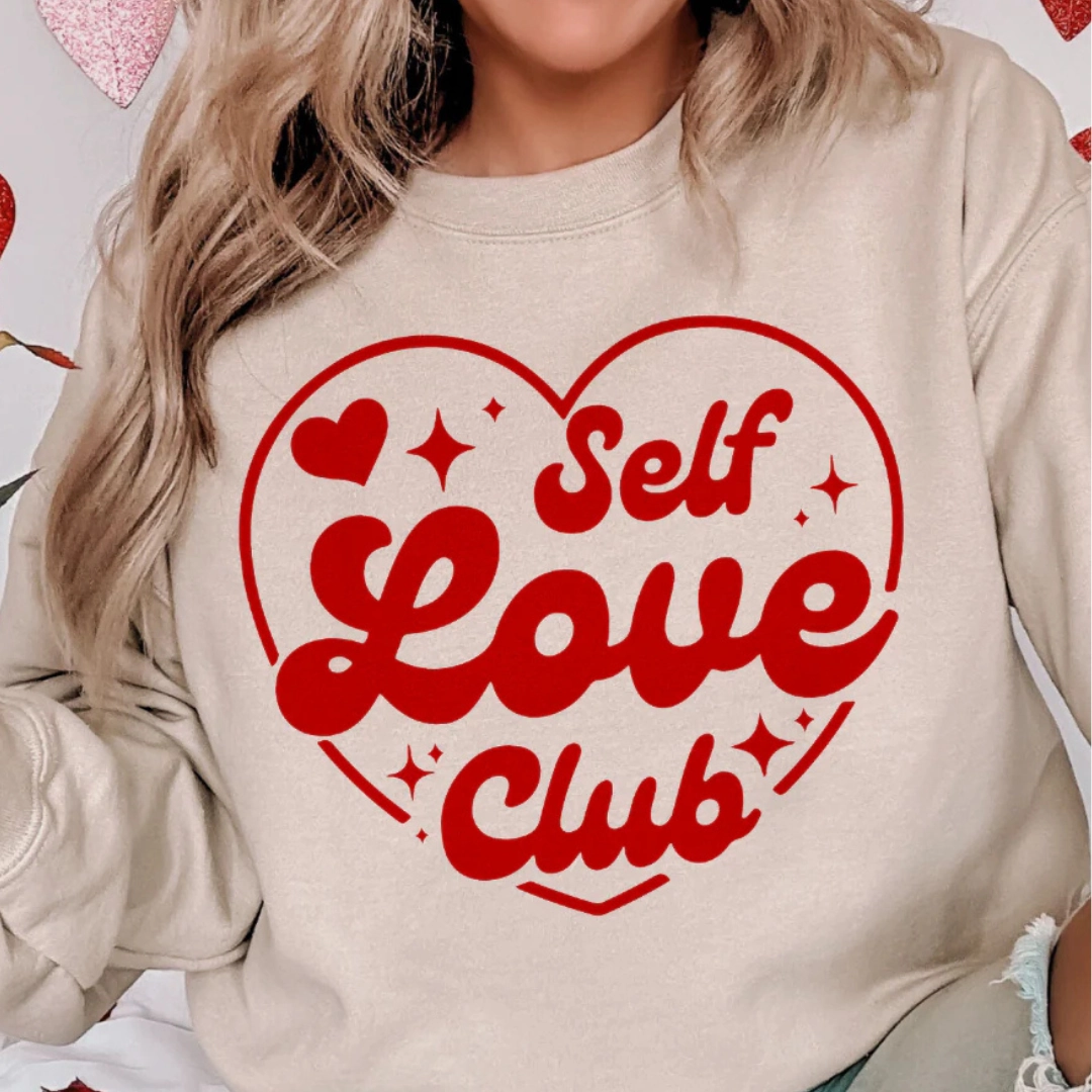 Men's Online Exclusive | Self Love Club Red Heart Graphic Sweatshirt in Cream