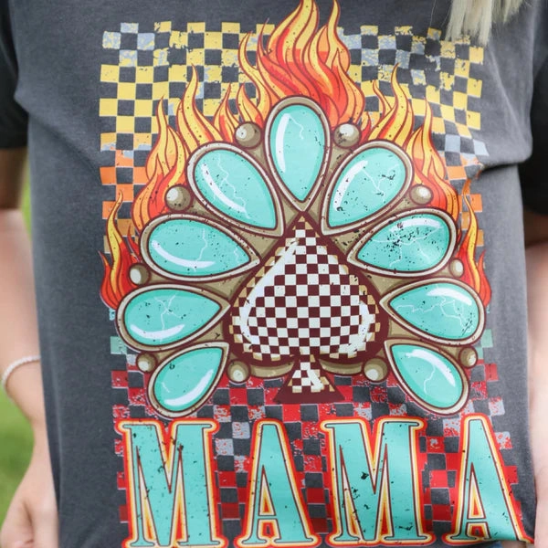Timeless Top MoistureWicking Technology Online Exclusive | Flamin Mama Concho Graphic on Short Sleeve Comfort Color Tee in Pepper Black