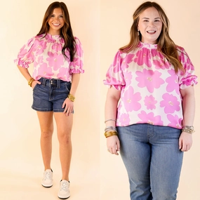 Divine Design Floral Blouse With Puffed Sleeve and Ruffle Neckline in Cream White Ventilated Back Panel Festive Look