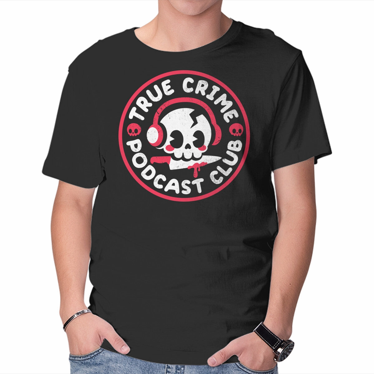 True Crime Podcast Club Ribbed collar Minimalist Style