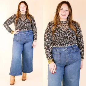 Try Your Luck Mesh Long Sleeve Bodysuit in Leopard Print Sporty Blouse