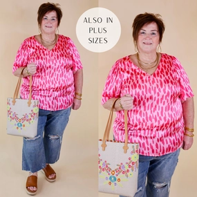 Still Soul Train Ease Giving You More Satin Dotted Print V Neck Blouse in Pink Mix