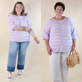 Flexible Ribbed Cuffs FlexibleMobility Urban Edge Color Block Striped Knit Top in Purple Mix