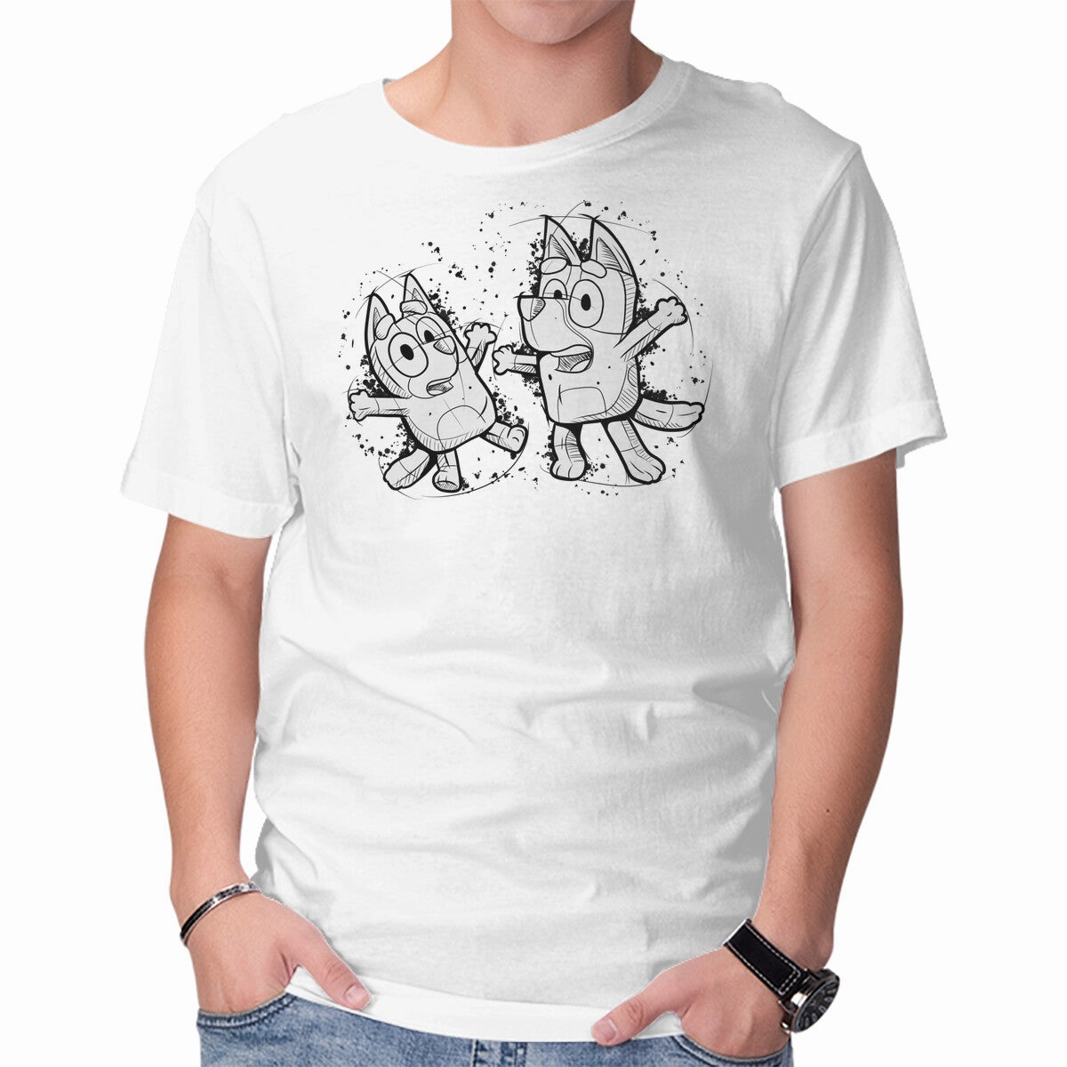 Cartoon Dog Sketch Natural Fiber Blend Comfy Layering