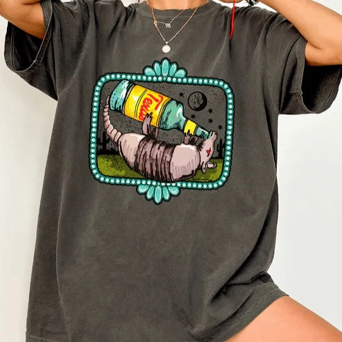 Online Exclusive | Topo Texas Armadillo Graphic Comfort Color Tee in Pepper Black Perfect For Relaxing Fashionable