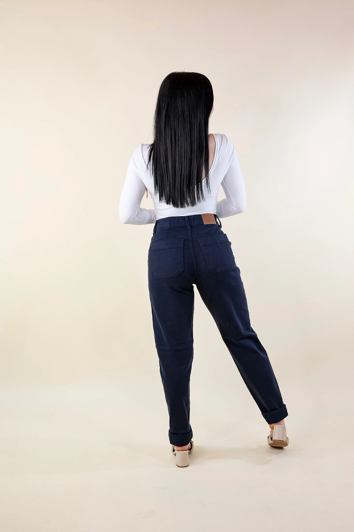 StretchableMaterial Fresh Glow Last Chance Size 0, 1, 3, 15, & 24W | Judy Blue | Keep It A Secret Relaxed Pull on Jean Joggers in Navy Blue