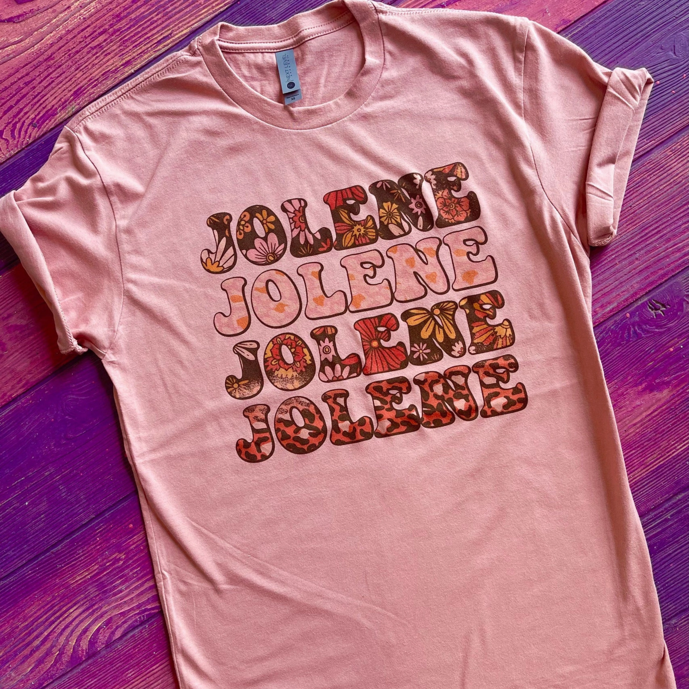 Train Ease Foldable Hem Online Exclusive | Retro Jolene Graphic Tee in Desert Rose Pink