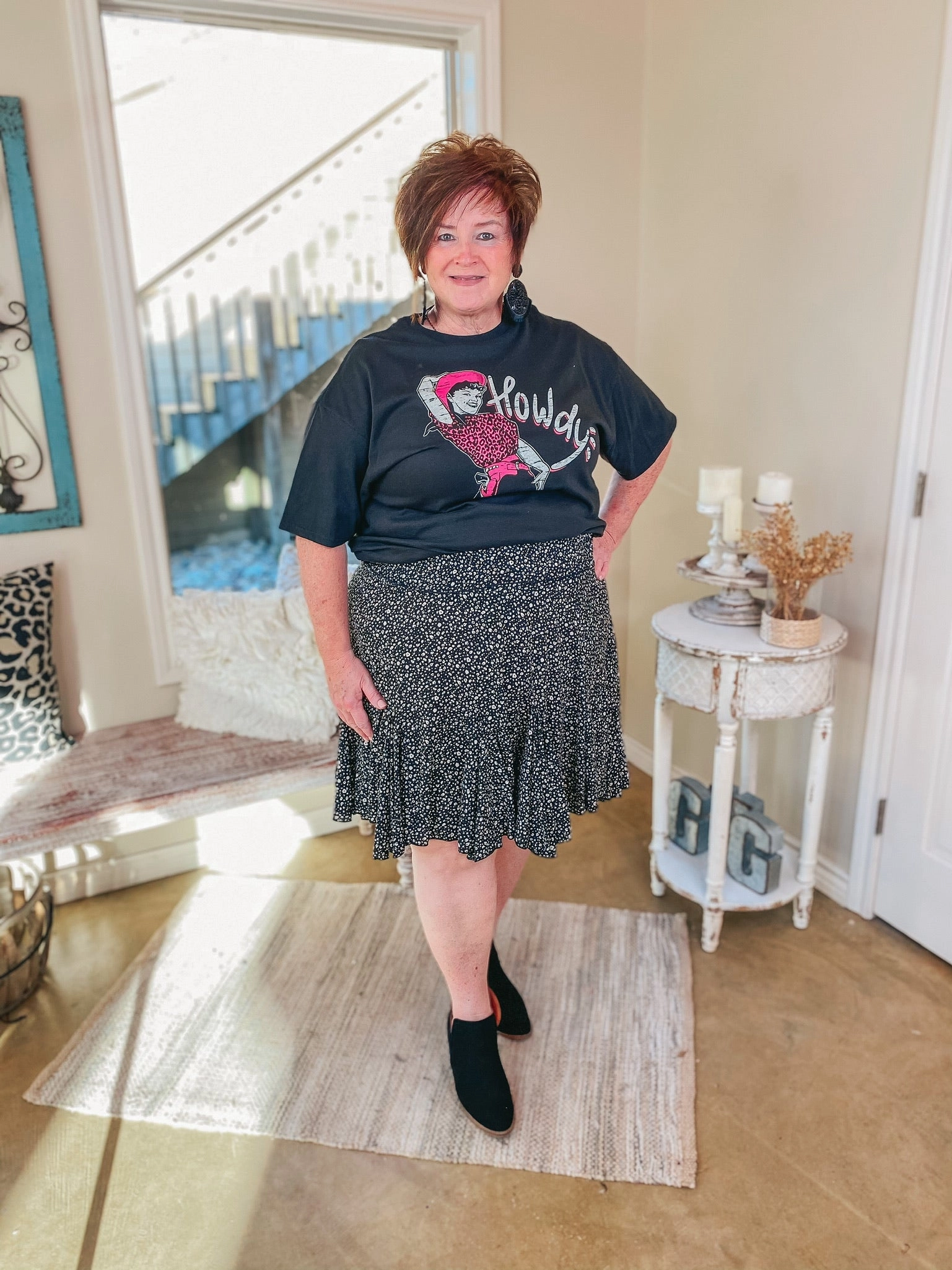 Warm Fit Last Chance Size 3XL | Newest Views Small Leopard Ruffle Skirt in Black