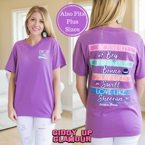 Water Soul High End Last Chance Size Medium | Drop The Mic Short Sleeve Tee Shirt in Purple