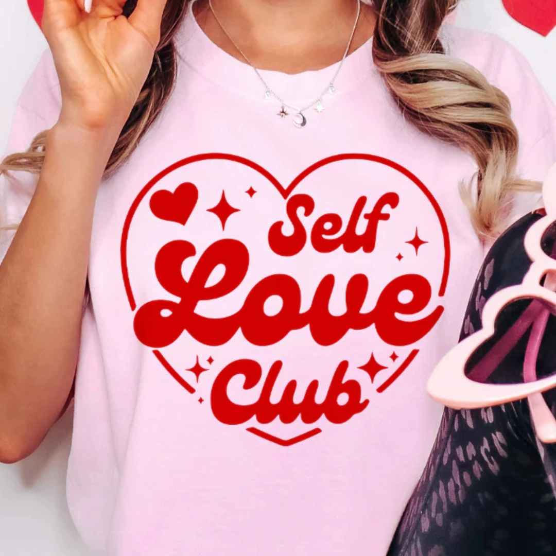 NonIrritatingTags Anti microbial coating Online Exclusive | Self Love Club Red Heart Graphic Tee in Pink