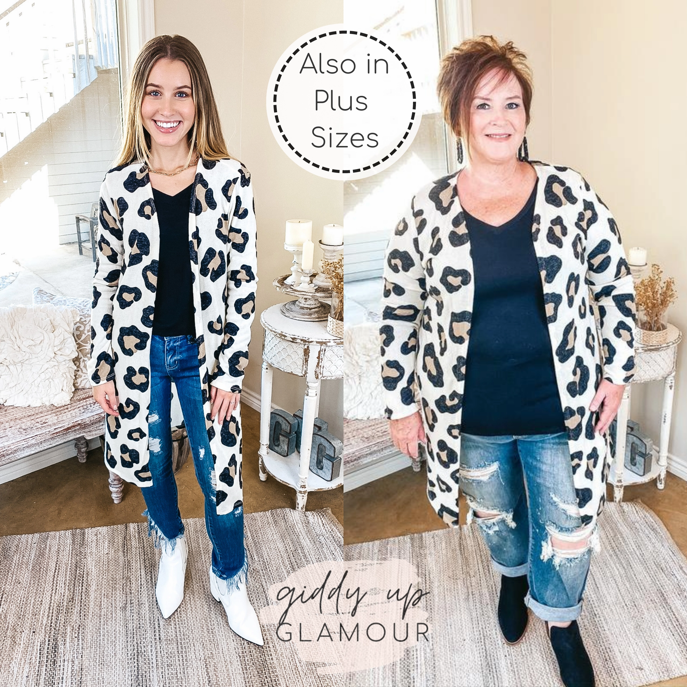 Keeping The Pace Large Leopard Print Cardigan in Ivory Timeless Cardigan