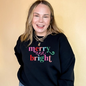 Fashion-Ready Soft and Light Online Exclusive | Merry and Bright Cheerful Colors Graphic Sweatshirt in Multiple Color Options