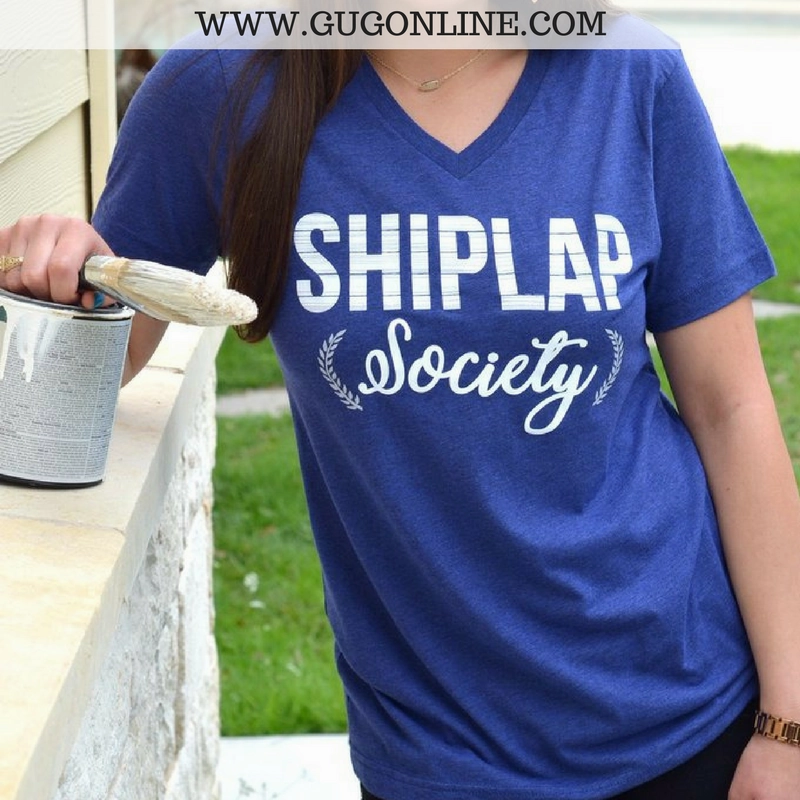 Last Chance Size Small | Shiplap Society Short Sleeve Tee Shirt in Navy Blue Versatile and Stylish Urban Style Trend