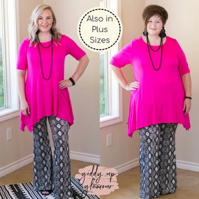 Whenever This Happens Solid Handkerchief Tunic Top in Hot Pink Low Maintenance