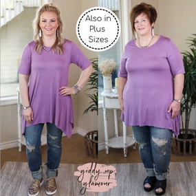 Whenever This Happens Solid Handkerchief Tunic Top in Lavender Tech Edge SlipResistantHem