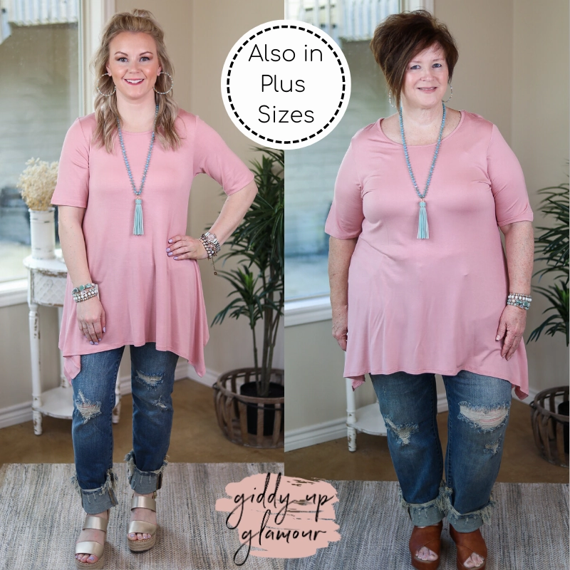 Layered Clothing Whenever This Happens Solid Handkerchief Tunic Top in Rose Pink