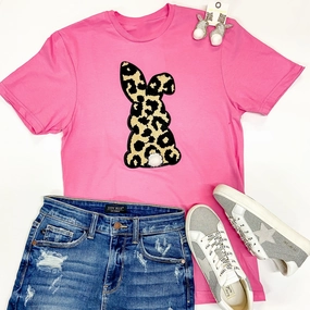 Wild About Easter Chenille Bunny Patch Graphic Tee in Pink Sharp Look